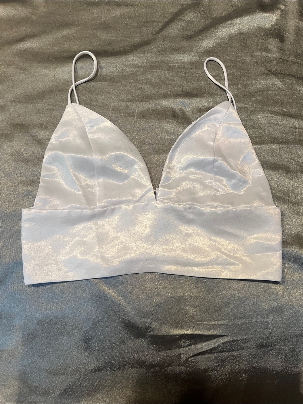 superdown White Satin Bralette